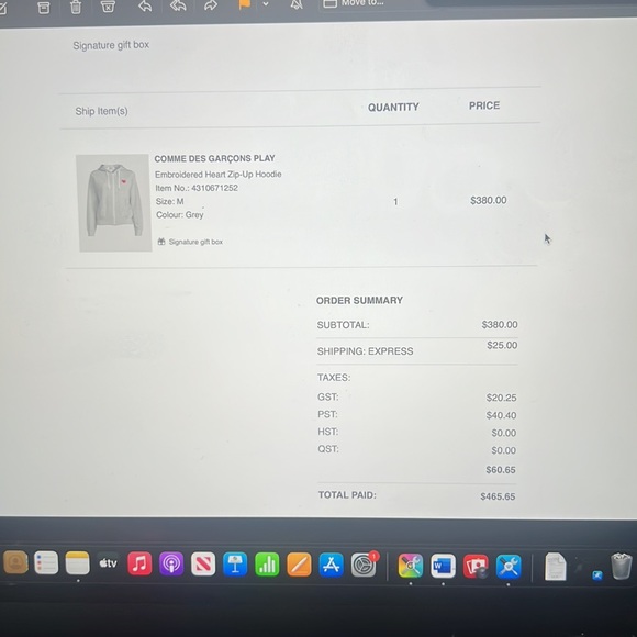 Selling a Comme Des Garçons Play Embroider Heart Zip-Up Hoodie -price negotiable - Picture 7 of 8